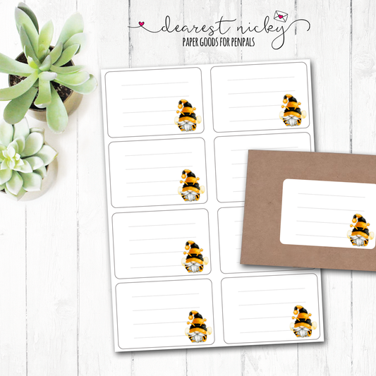 Bee Gnomes Mailing Address Labels - Set of 16