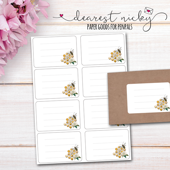 Bee Hive Mailing Address Labels <br> Set of 16