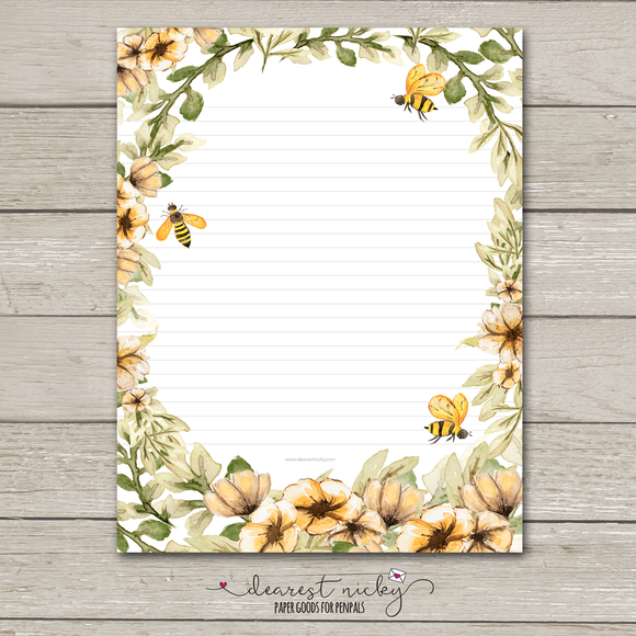 Honey Bees Large Letter Writing Paper