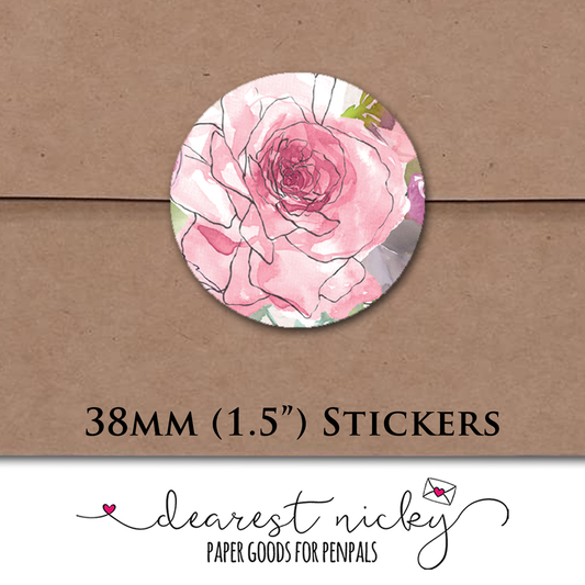 Blush Floral Envelope Seals - Set of 30 Stickers