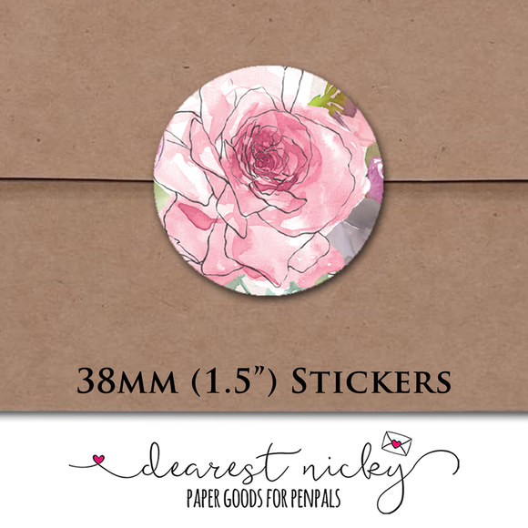 Blush Floral Envelope Seals <br> Set of 30 Stickers