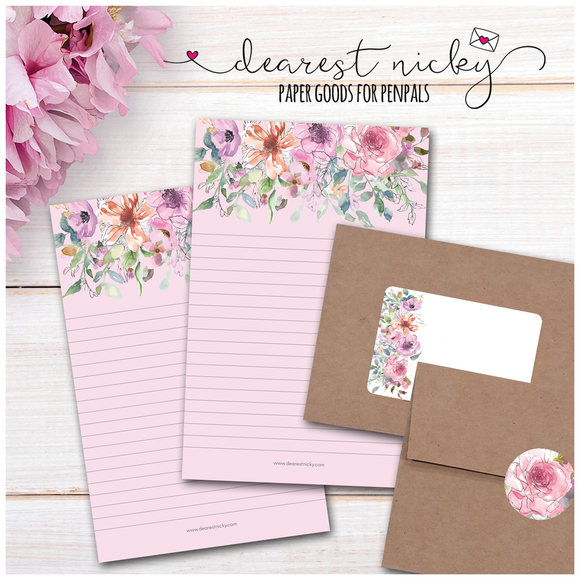 Blush Floral Letter Writing Set
