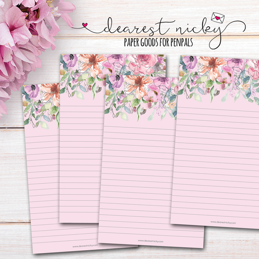 Papier à lettre floral blush