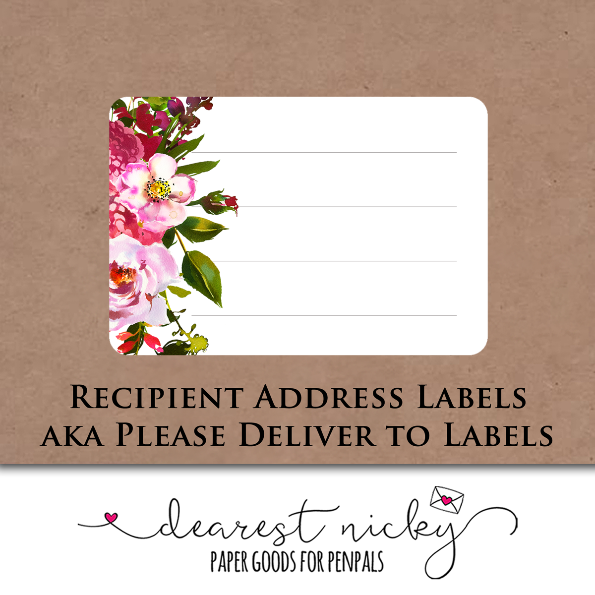 Bold Floral Address Labels - Set of 16