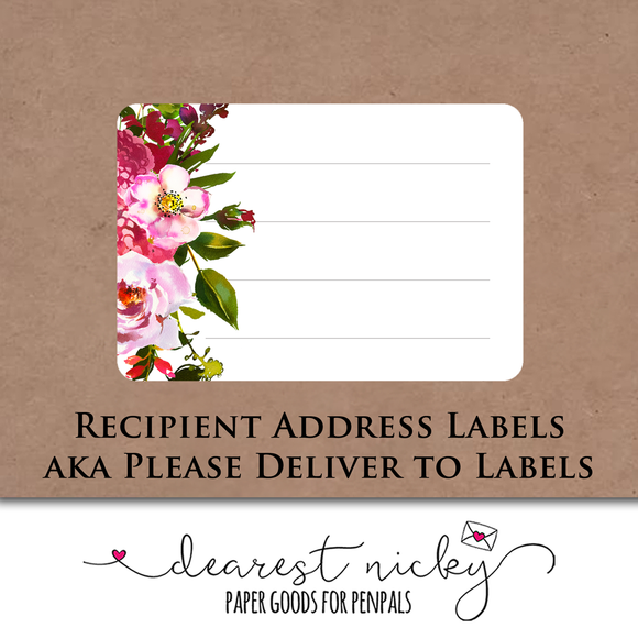 Bold Floral Address Labels <br> Set of 16