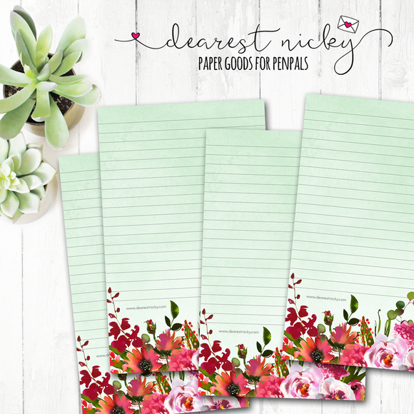 Bold Floral Letter Writing Paper