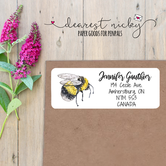 Wildflowers Bumblebee Custom Return Address Labels Set of 30