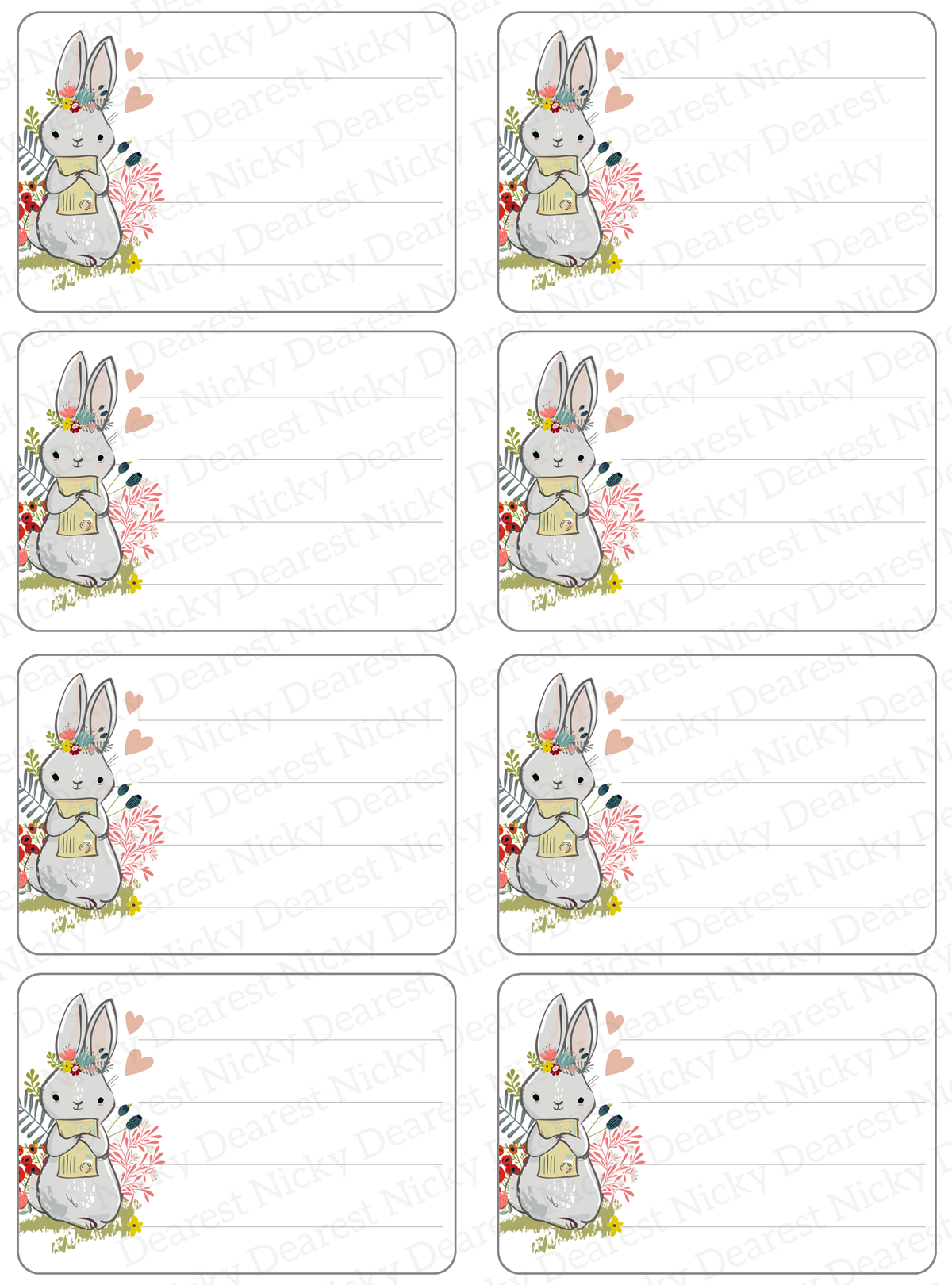 Étiquettes d’adresse postale Snail Mail Bunny<br> Lot de 16
