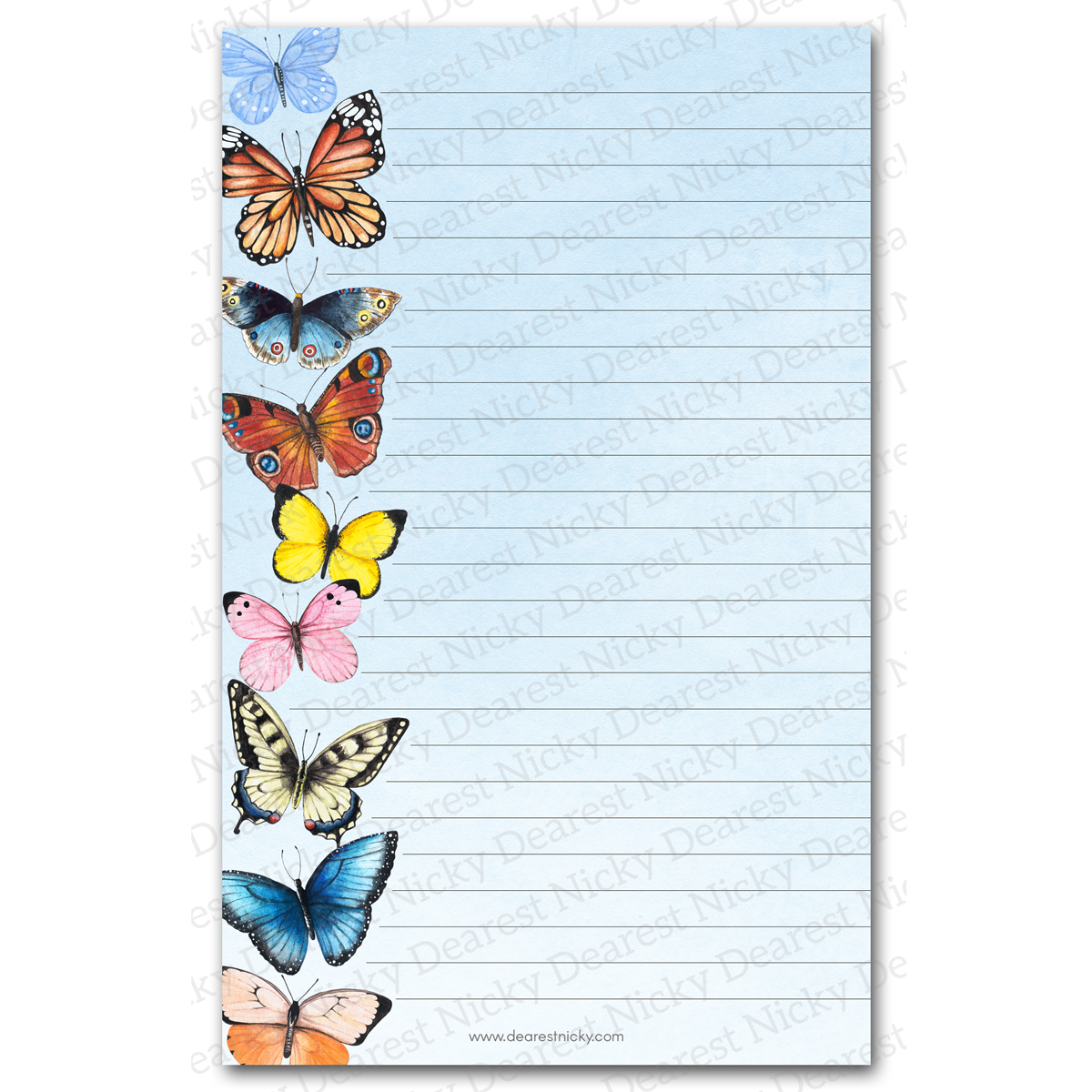 Ensemble d'écriture de lettres pile de papillons