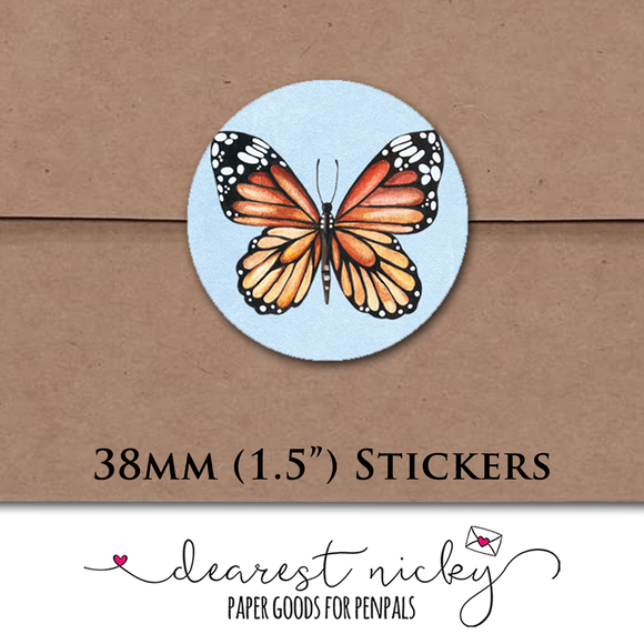 Stack of Butterflies Envelope Seals <br> Set of 30 Stickers
