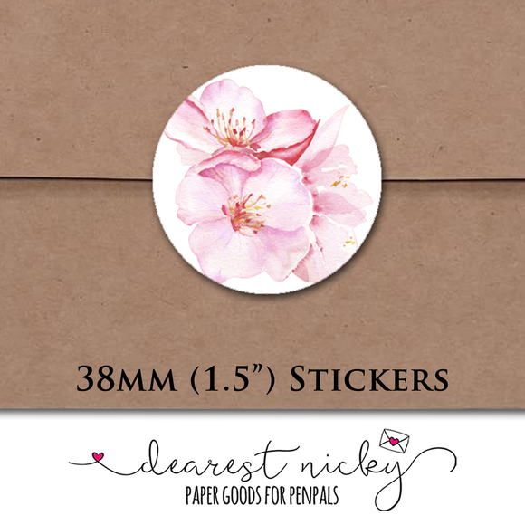 Cherry Blossoms Envelope Seals <br> Set of 30 Stickers