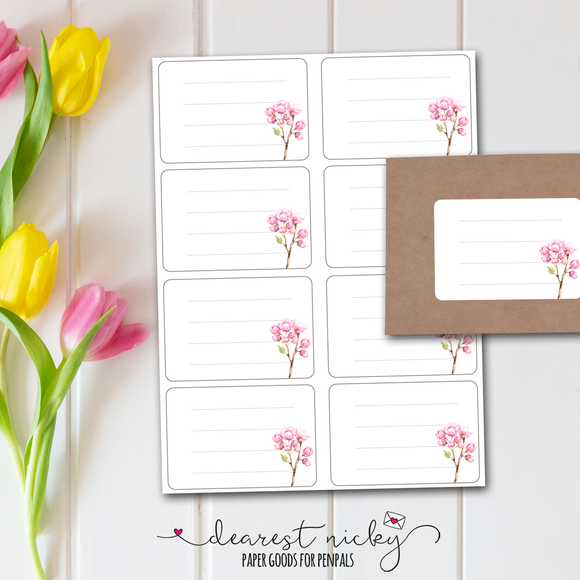 Cherry Blossom Branches Mailing Address Labels <br> Set of 16