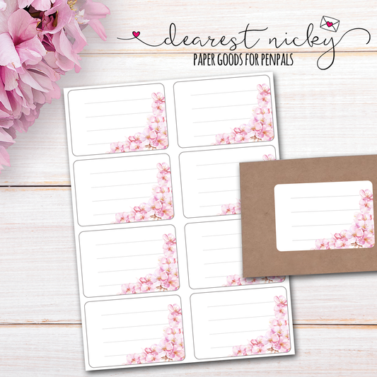 Cherry Blossoms Mailing Address Labels - Set of 16