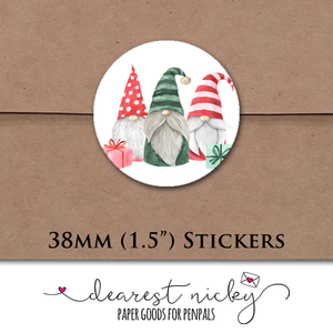 Christmas Gnomes Envelope Seals <br> Set of 30 Stickers