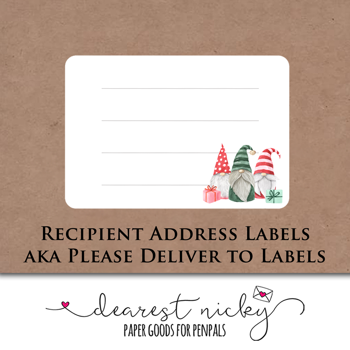 Christmas Gnomes Address Labels - Set of 16