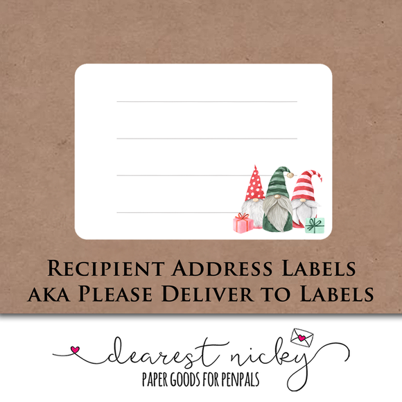 Christmas Gnomes Address Labels <br> Set of 16