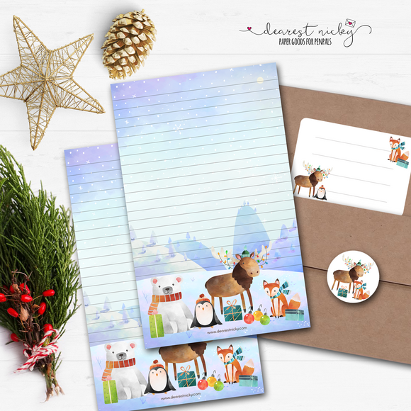 Christmas Moose and Friends Letter Writing Set