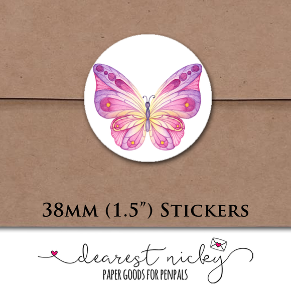 Colourful Butterflies Envelope Seals <br> Set of 30 Stickers