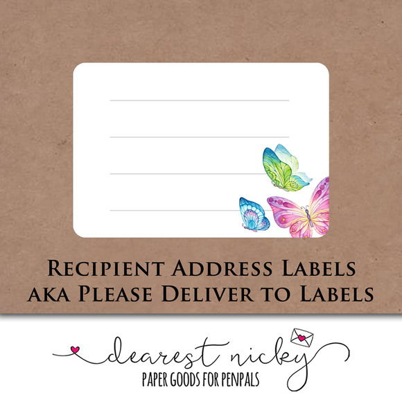 Colourful Butterflies Mailing Address Labels <br> Set of 16