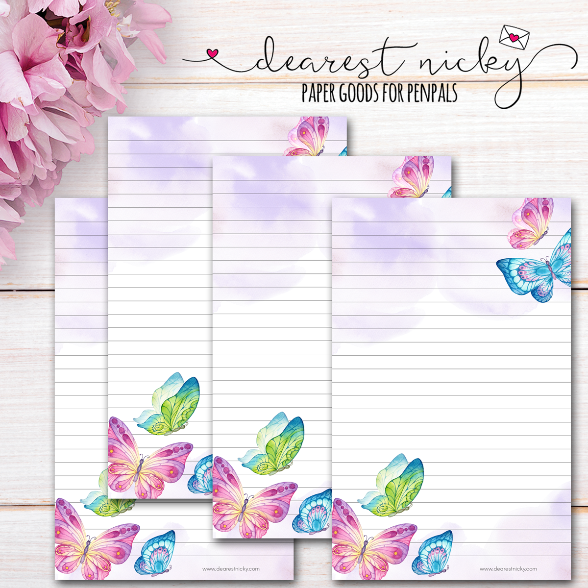 Colourful Butterflies Letter Writing Paper