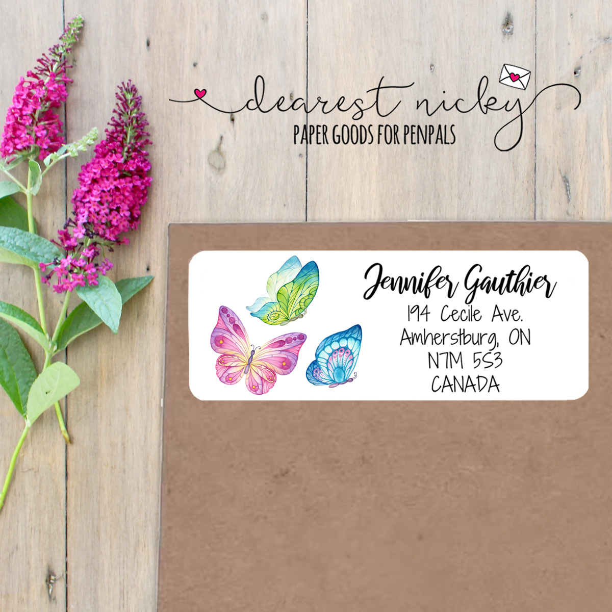 Colourful Butterflies Custom Return Address Labels Set of 30