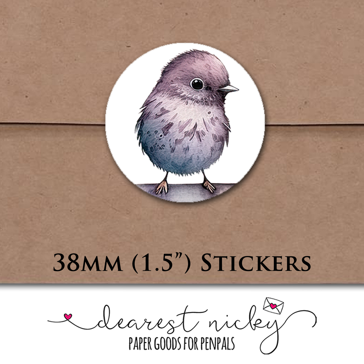 Colourful Sparrows Envelope Seals - Set of 30 Stickers