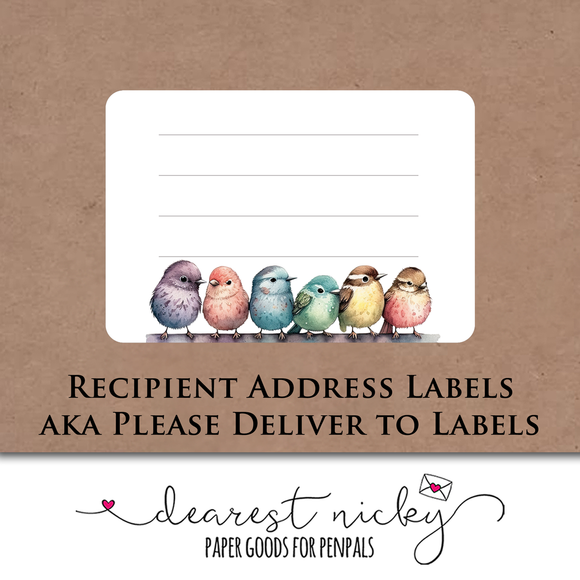 Colourful Sparrows Mailing Address Labels <br> Set of 16