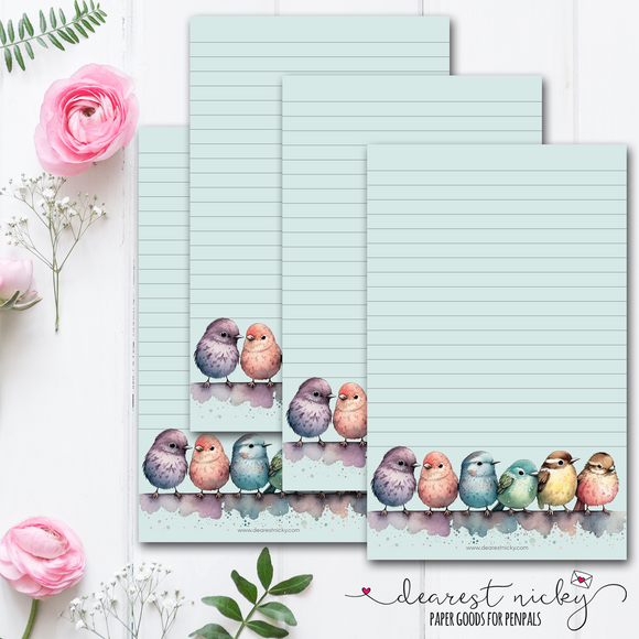 Colourful Sparrows Letter Writing Paper