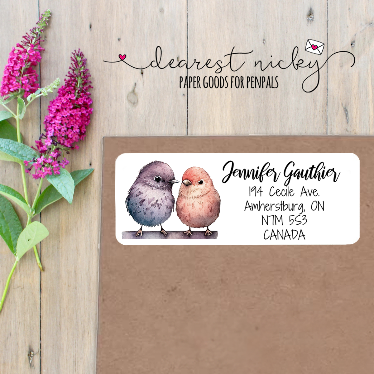 Colourful Sparrows Custom Return Address Labels Set of 30