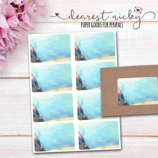 Coral Reef Mailing Address Labels - Set of 16