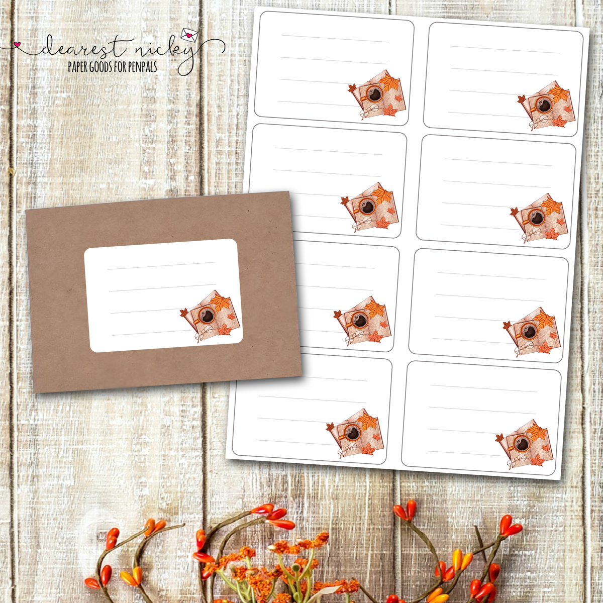 Cozy Autumn Mailing Address Labels - Set of 16