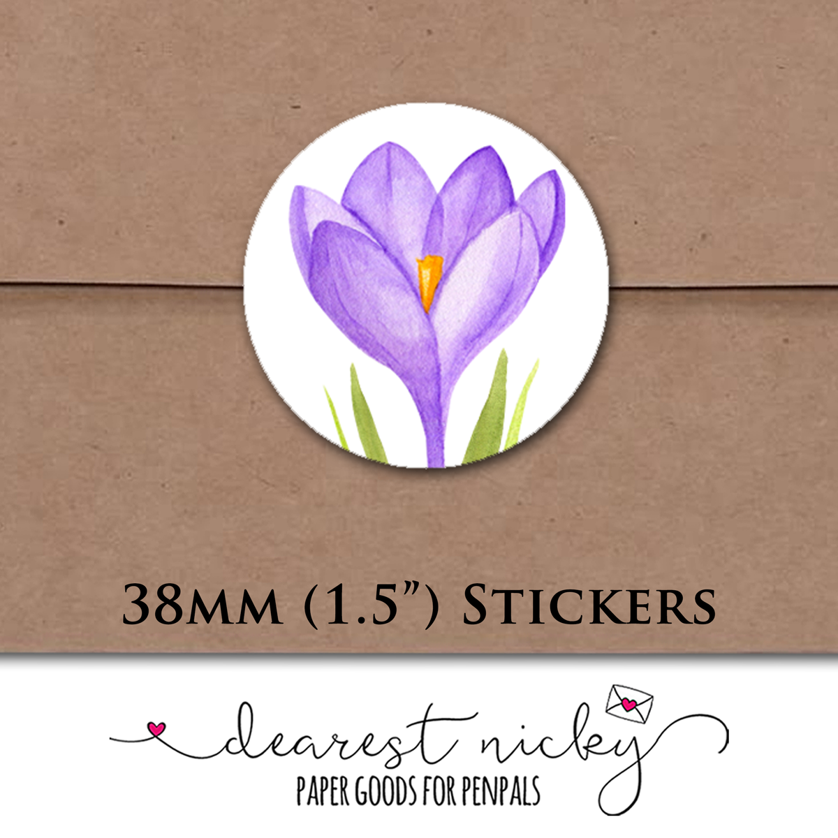 Crocus Garden Envelope Seals - Set of 30 Stickers