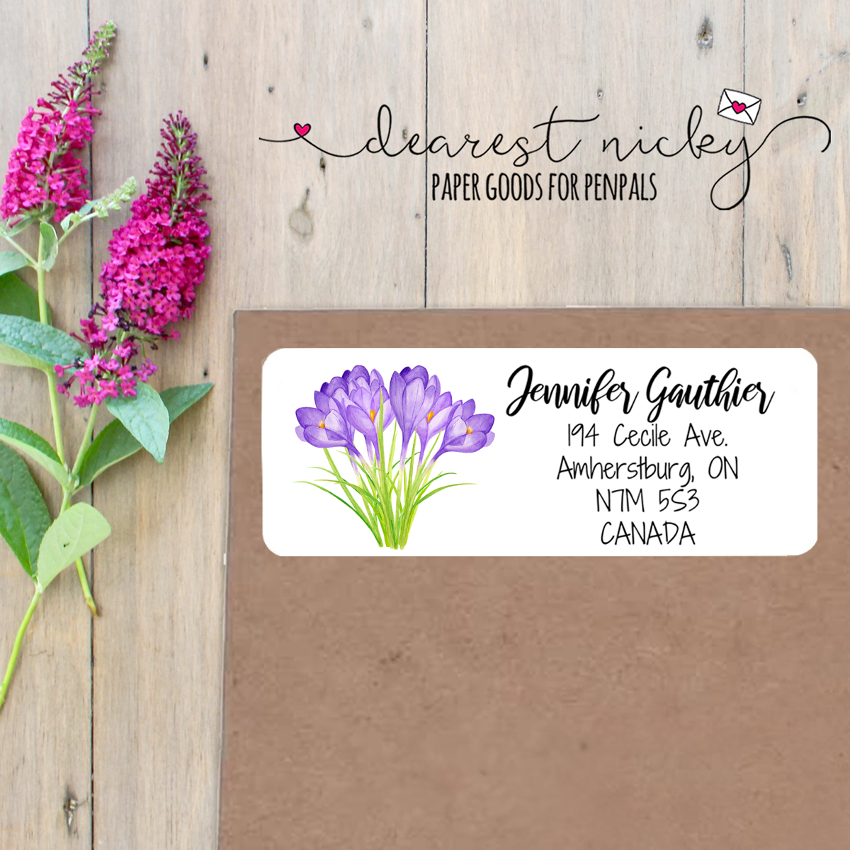 Crocus Garden Custom Return Address Labels Set of 30