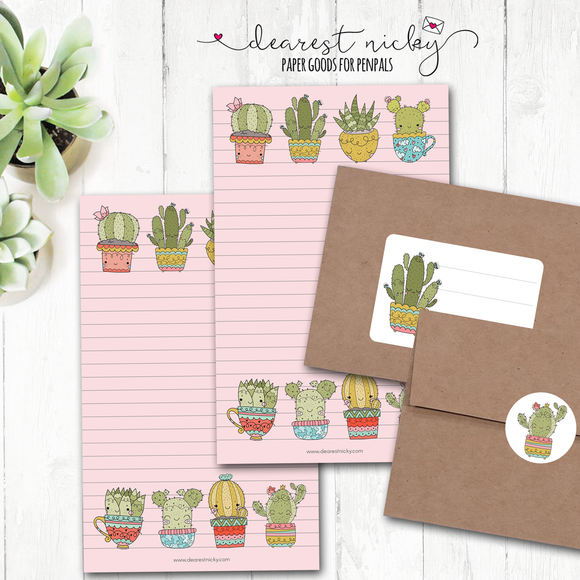 Cute Cacti Letter Writing Set