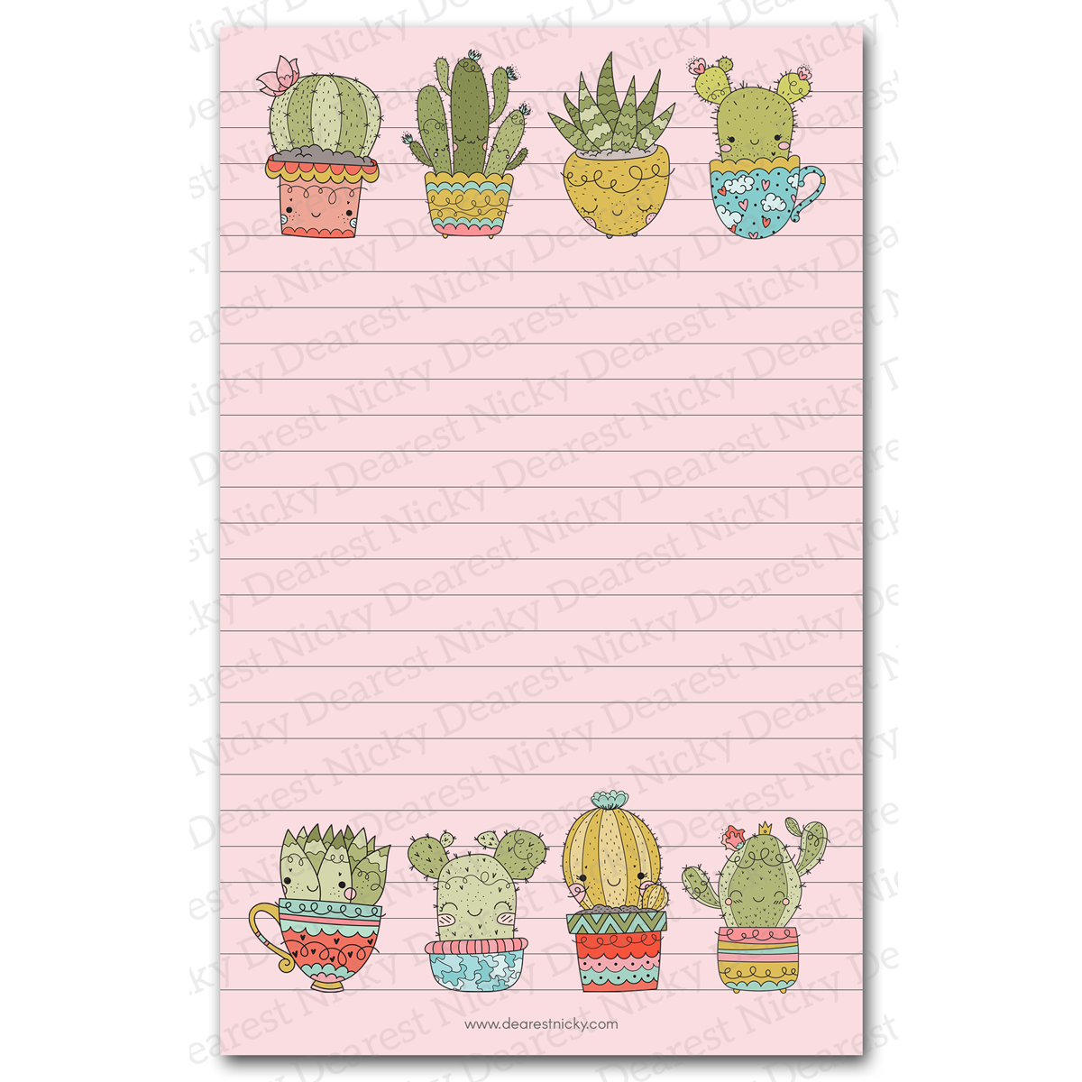 Ensemble d'écriture de lettres de cactus mignons