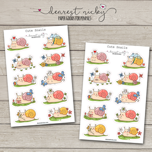 Cute Snail Stickers - 2 Sheets