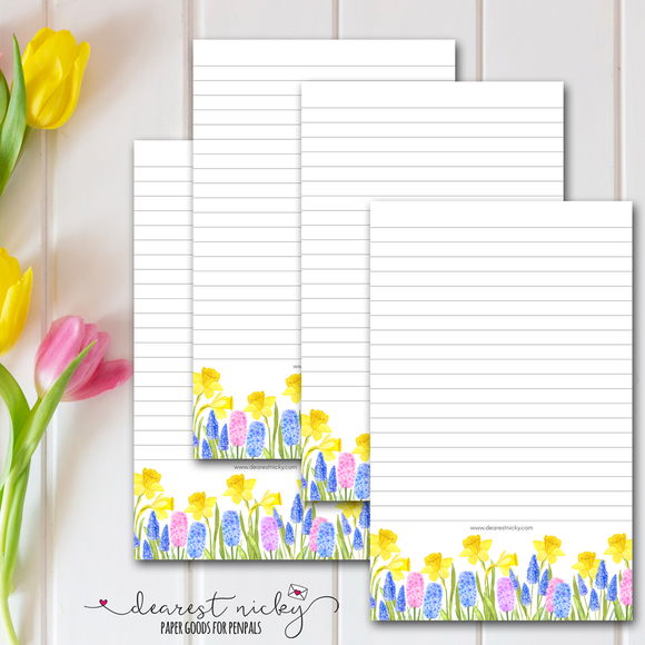 Daffodil and Hyacinth Garden Letter Writing Paper