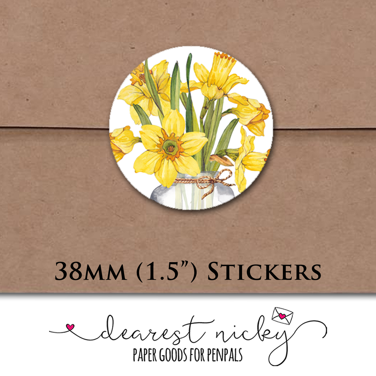 Daffodil Bouquet Envelope Seals - Set of 30 Stickers