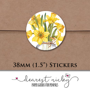Daffodil Bouquet Envelope Seals <br> Set of 30 Stickers