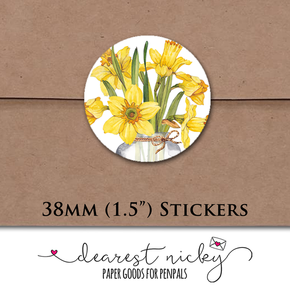 Daffodil Bouquet Envelope Seals <br> Set of 30 Stickers