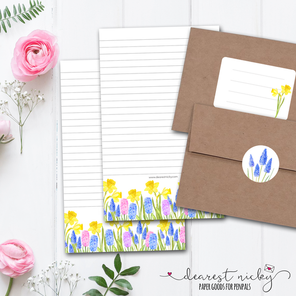 Daffodil and Hyacinth Garden Letter Writing Set