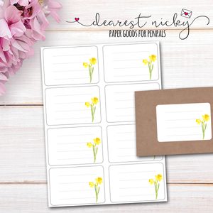 Daffodil and Hyacinth Garden Mailing Address Labels <br> Set of 16