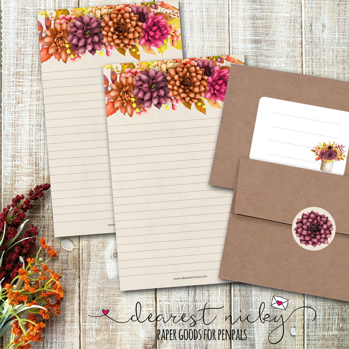 Dahlias Letter Writing Set