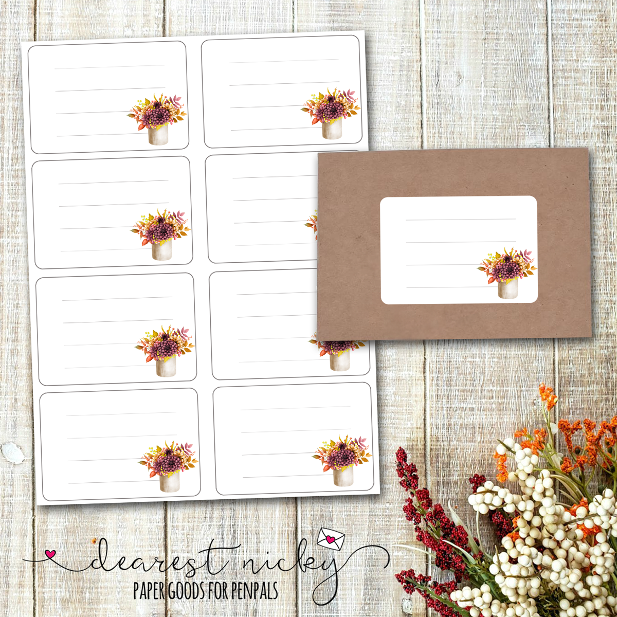 Dahlias Mailing Address Labels - Set of 16