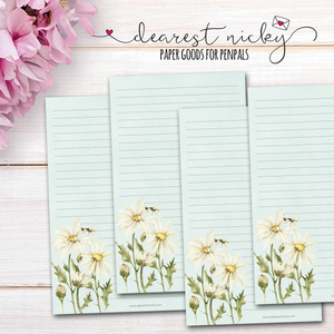 Daisies and Bee Letter Writing Paper