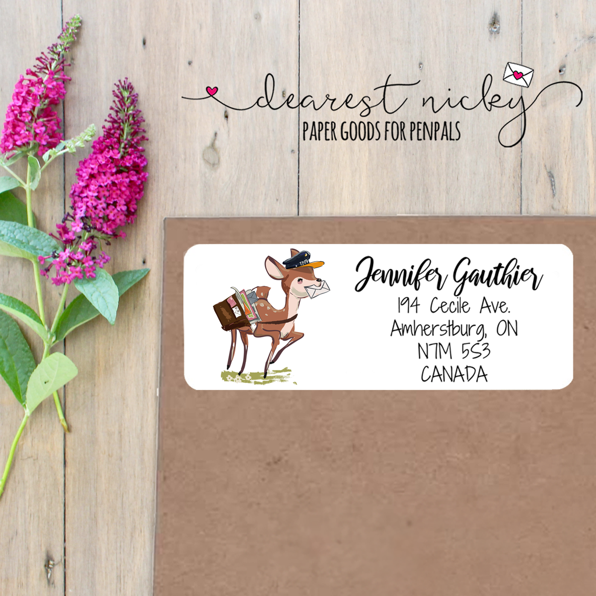 Deer Postman Custom Return Address Labels Set of 30