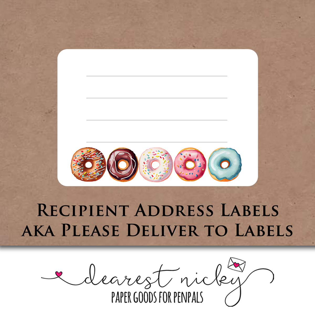 Donuts Mailing Address Labels - Set of 16