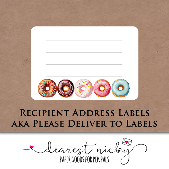 Donuts Mailing Address Labels <br> Set of 16