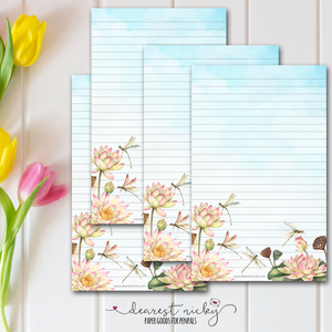 Dragonflies & Water Lilies Letter Writing Paper