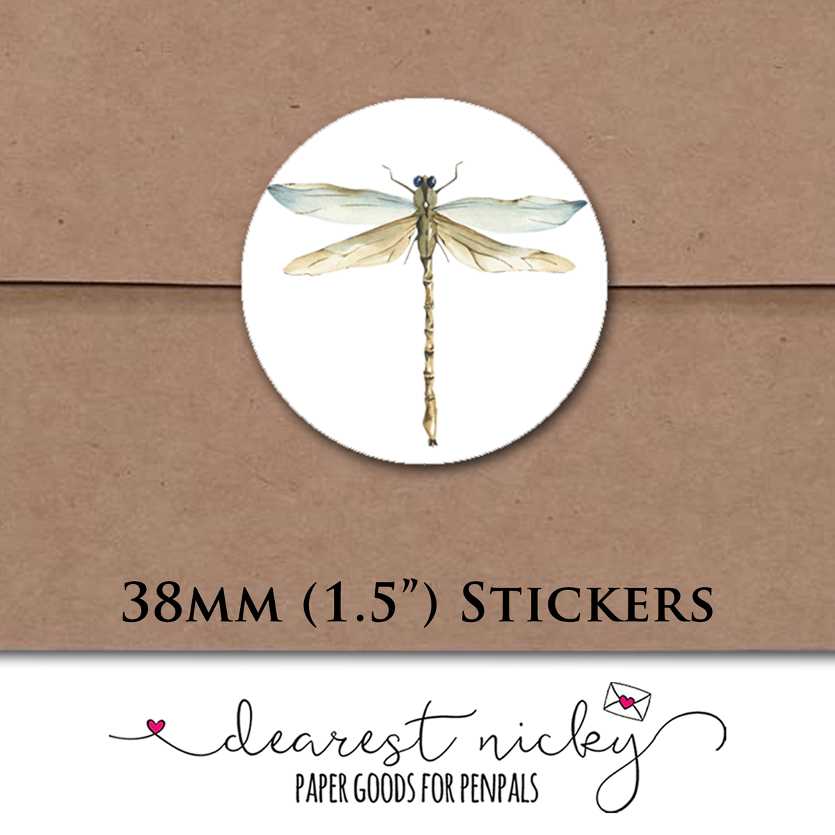 Dragonflies & Water Lilies Envelope Seals - Set of 30 Stickers